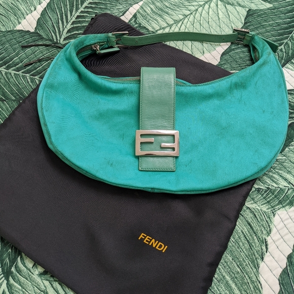 Fendi vintage green neoprene handbag